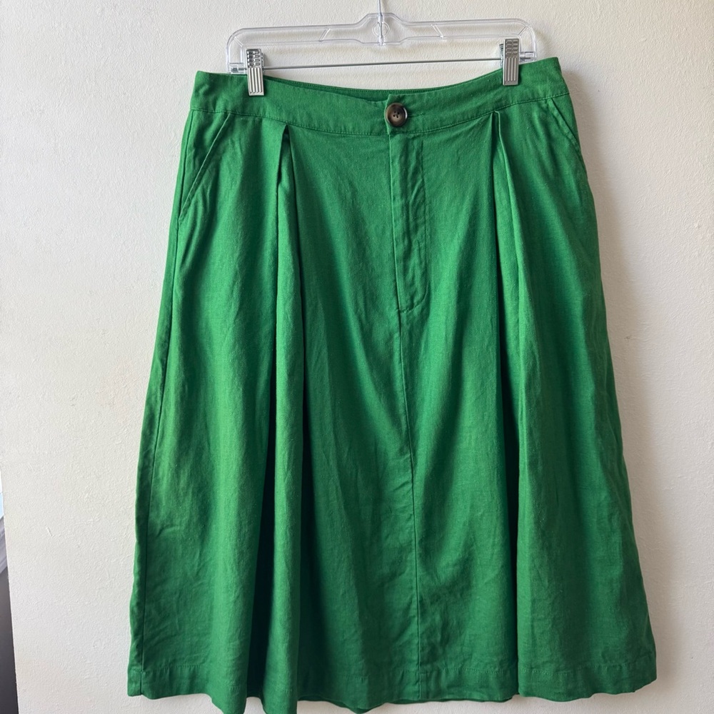 WHO WHAT WEAR Green Pleated Women's  Midi Skirt Size 12